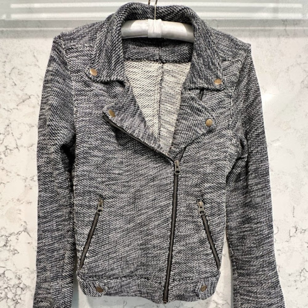 Black and White Cotton Moto Jacket Size Small- Lilla P